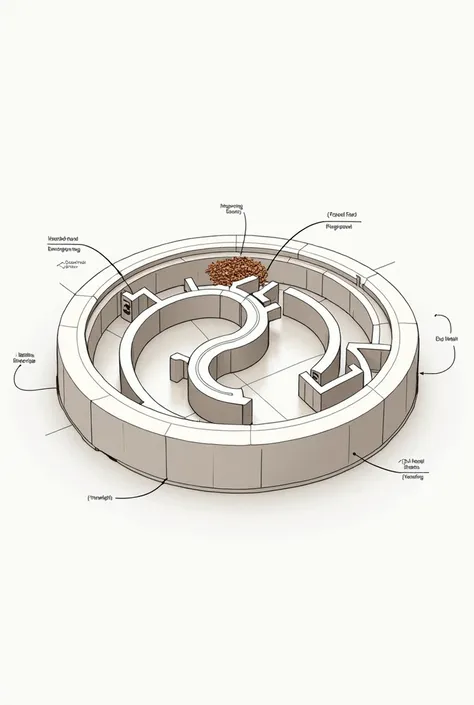  Final Prototype Diagram

Include here an image or sketch of the interactive feeder showing:

 The overview of the feeder from above and from the side .
 The details of the internal labyrinths and obstacles .
Safety elements and easy-to-clean areas . A det...