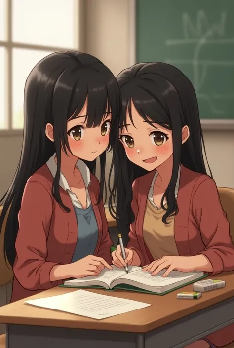 Two besties who fights and argues a lot but cant live without each other cute pic two girls reading in class 8 dark brown hair brown eyes one girl height 53" another girl height 51"