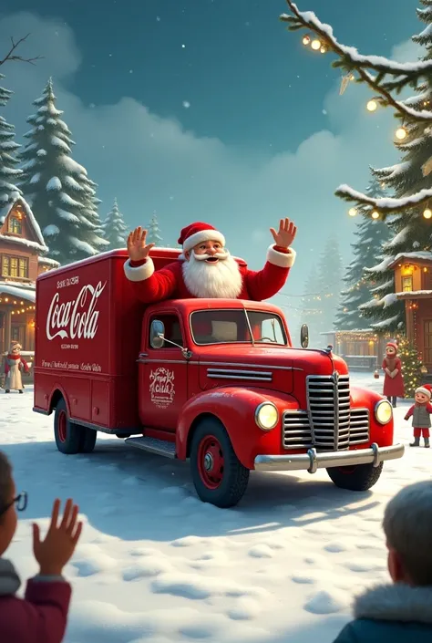  a nice image of a Coca Cola truck ,  like one of their famous ad he did at the time. Le petit plus serait de le faire dans un décor de noël et/or with Santa Claus , ou dans une ambiance hivernale 
