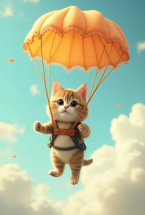 A cat with a parachute 