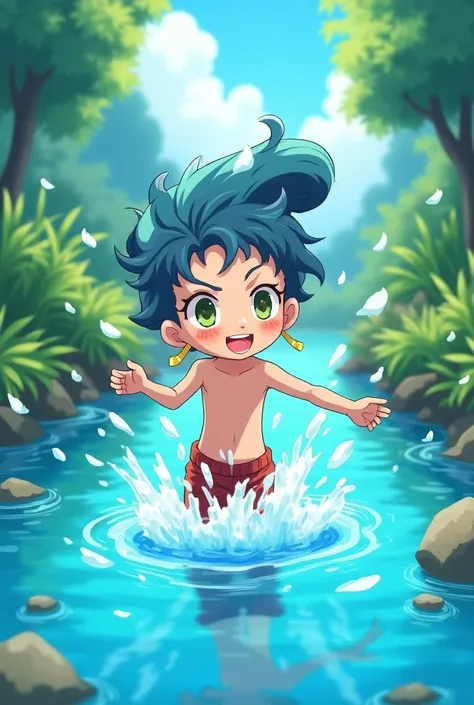 
create a image of water conservation anime style