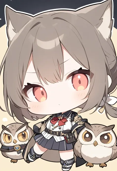 Chibi character，親子で遊ぶ owl under guardの子供、 owl under guard、cute，