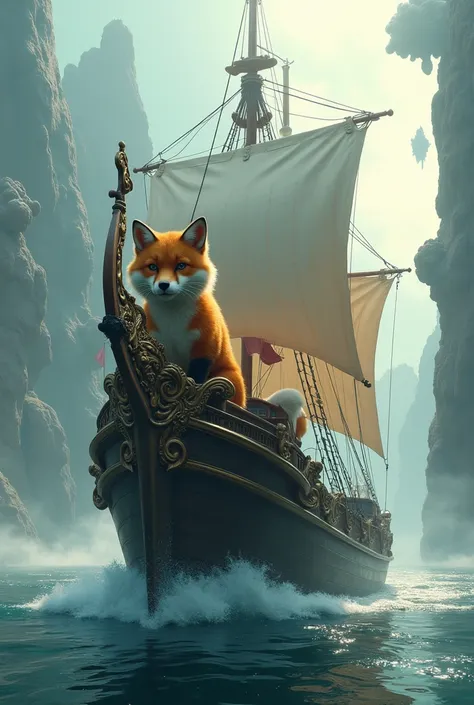 Ship image a fox image in kot pent very realistic 