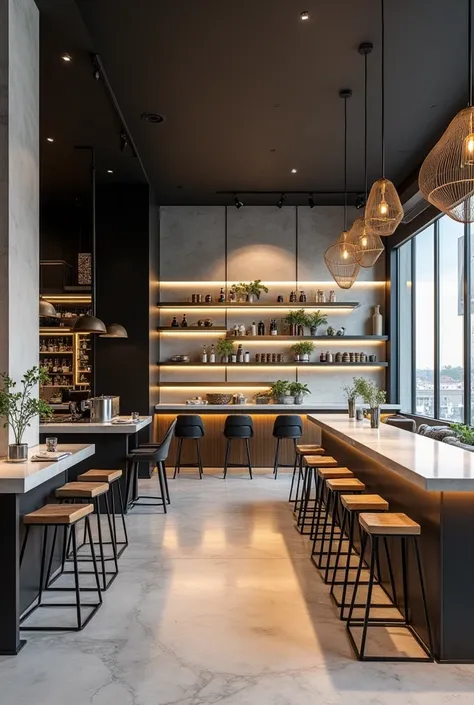 For a modern interior design at Bista Brew Bar, you can focus on clean lines, minimalism, and a sophisticated color palette. Here are some ideas:

1. Color SchemeNeutral Base with Bold Accents: Use neutral colors like white, gray, and black as your base. A...