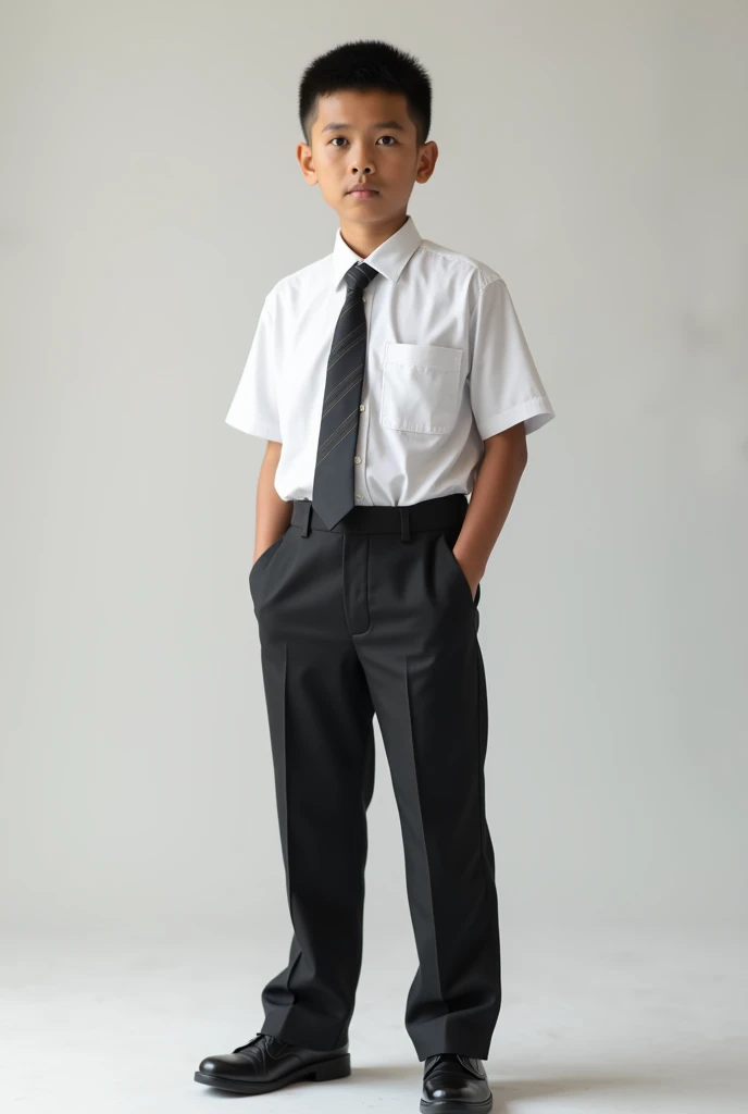 1 boy wearing a handsome and uniform Indonesian high school school uniform