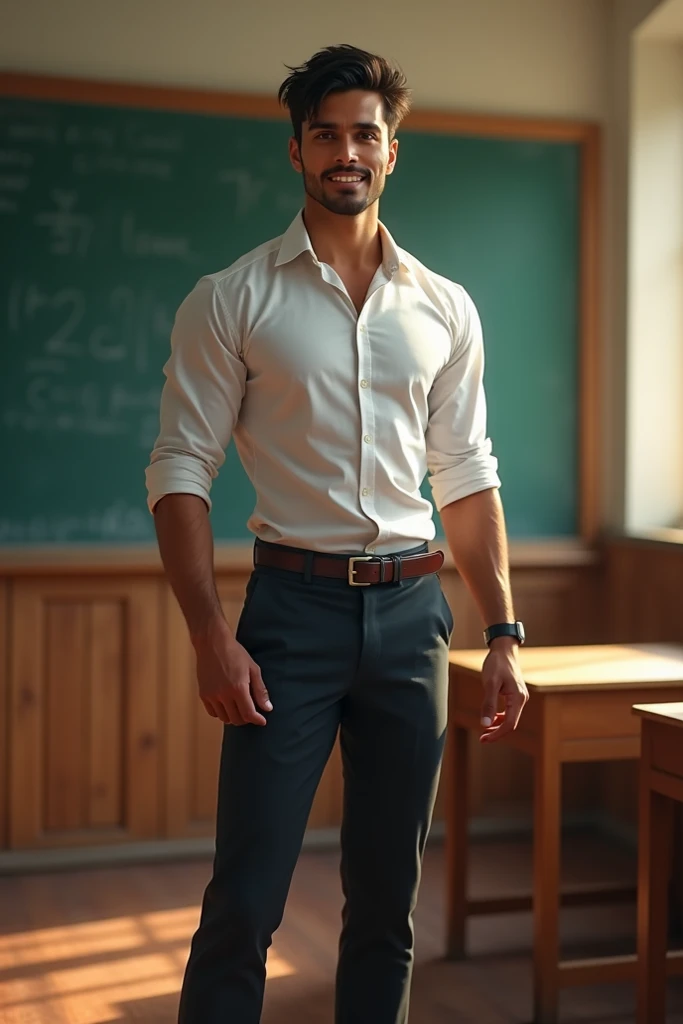 Make a Indian young male handsome gorgeous fit teacher 