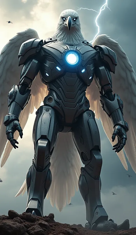 Create a fusion of eagle and avengers iron man in giant size with professional look 