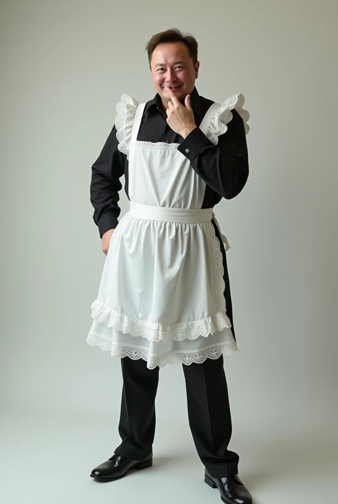 Elon Musk wears a maid suit and pretends to be cute