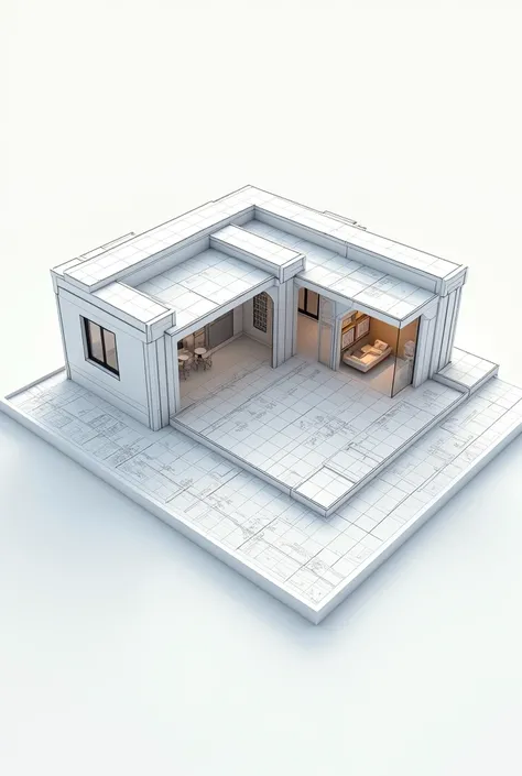 11 long ×50 Width feet house blueprint in 3D