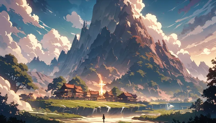 Anime Style,       fantasy、nature、Vast、beautiful、adventure、fellow、bond、hometown、   adventure   、Mysterious、human、male、nice、、Integrity、healthy、  male中心 、 whole body、   背景 healthy    、       round ratio background 8        :male2、