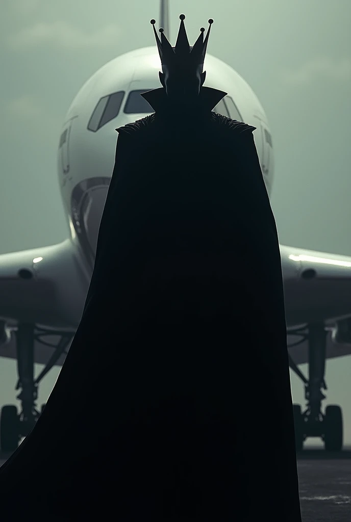 Man silhouette dark perverse king ,  Recent Commercial Aircraft Background 