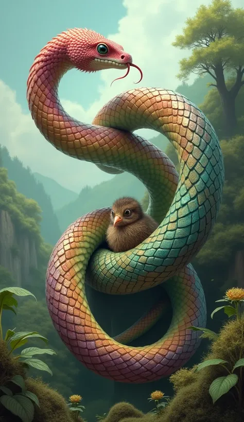 Snake plus kiwi bird