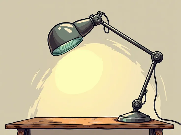 Draw a picture of a desk lamp. American comic style