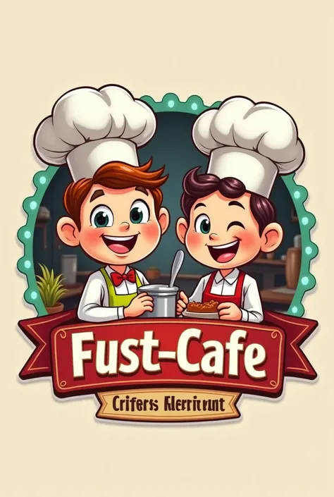 Brothers Cafe & Restaurant logo design in two cartoon chef  design 