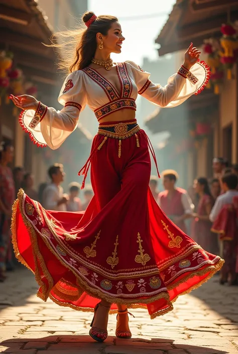 A dancing serbian lady wearing lv clothes