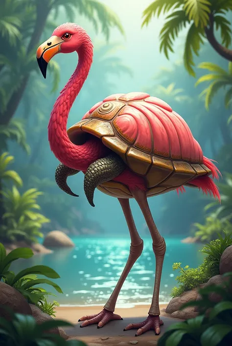 Flamingo and turtle hybrid picture 