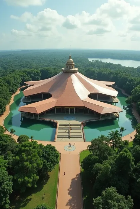 The Sri Lankan Parliament building is a regional modernist design by Geoffrey Bawa thats known for its asymmetrical layout, copper roofs, and man-made lake: 
Asymmetrical layout
The building is made up of a group of pavilions with a central pavilion surrou...