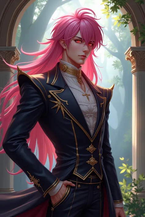 Pink hair red eyes tall  handsome prince