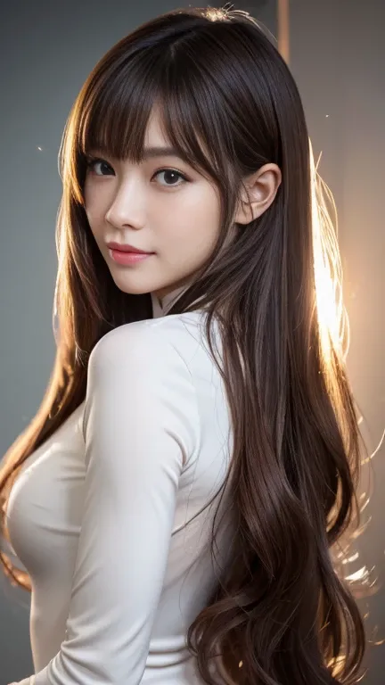 Product quality, 1 girl,    look like a cowboy shot , Front View,   Young and cute Japanese girls  , At night,  Makes me dream intensely   ,  Super cute face, Glossy lips,  double eyelids , (  natural makeup), Shiny smooth light brown hair with long hair, ...