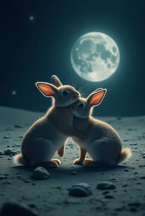 Rabbits are mating on the moon