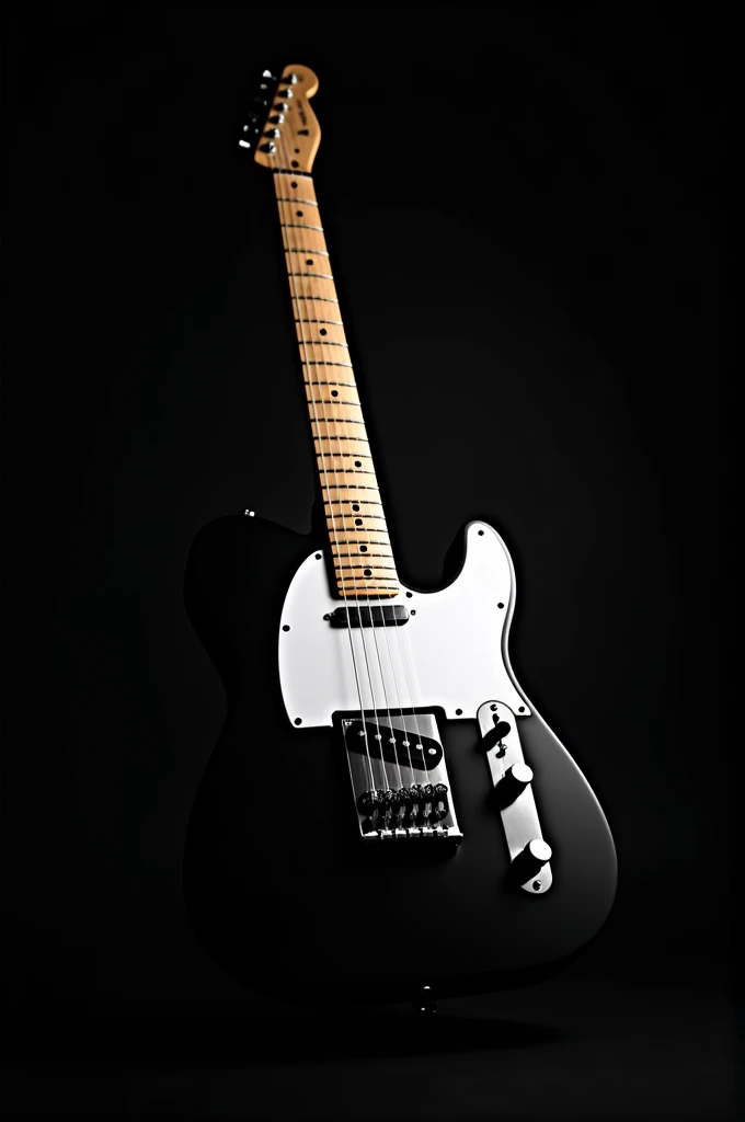 Ebony telecaster with black body, black head, ,  white pickguard, white armrest, and Bixby arm