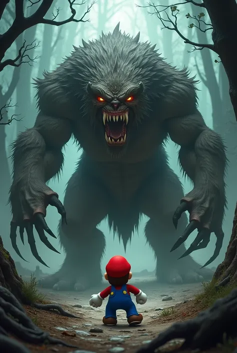 Show an ugly beast named markus then Mario kills the beast
