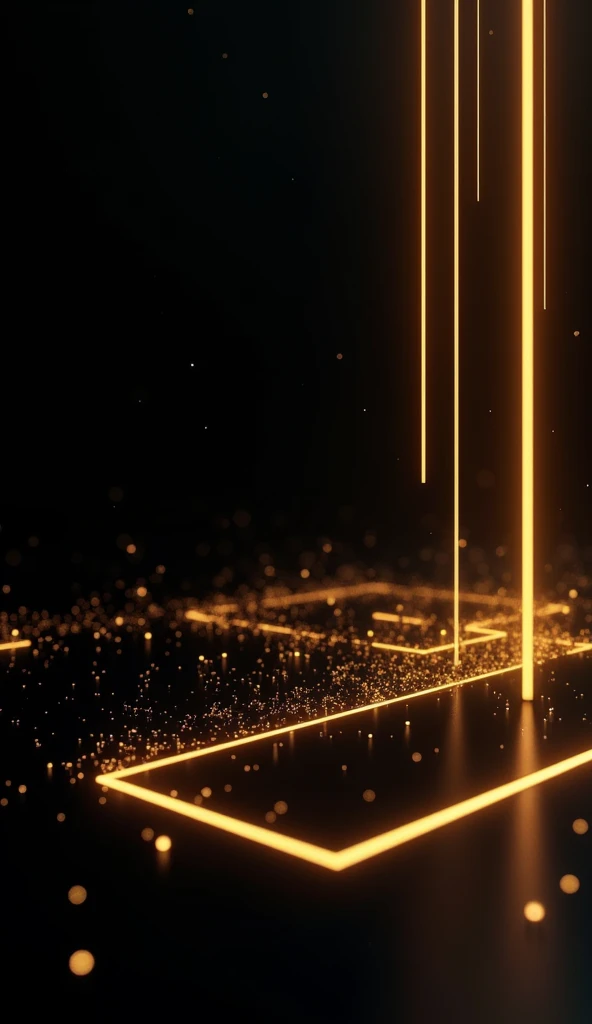 Create a black illuminated background with some small golden dots and stripes futuristic design for a lyrical video