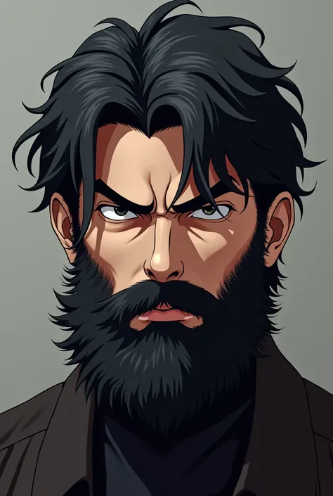 Black Haired Beard Male Anime