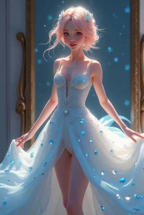 A white girl with light pink hair and blue eyes were wearing a happily ever
after. She’d curled her pink hair and piled it loosely atop her head, pinning
it in place with jeweled flower-shaped clips, so as to better show off the
gown’s daring neckline. The...