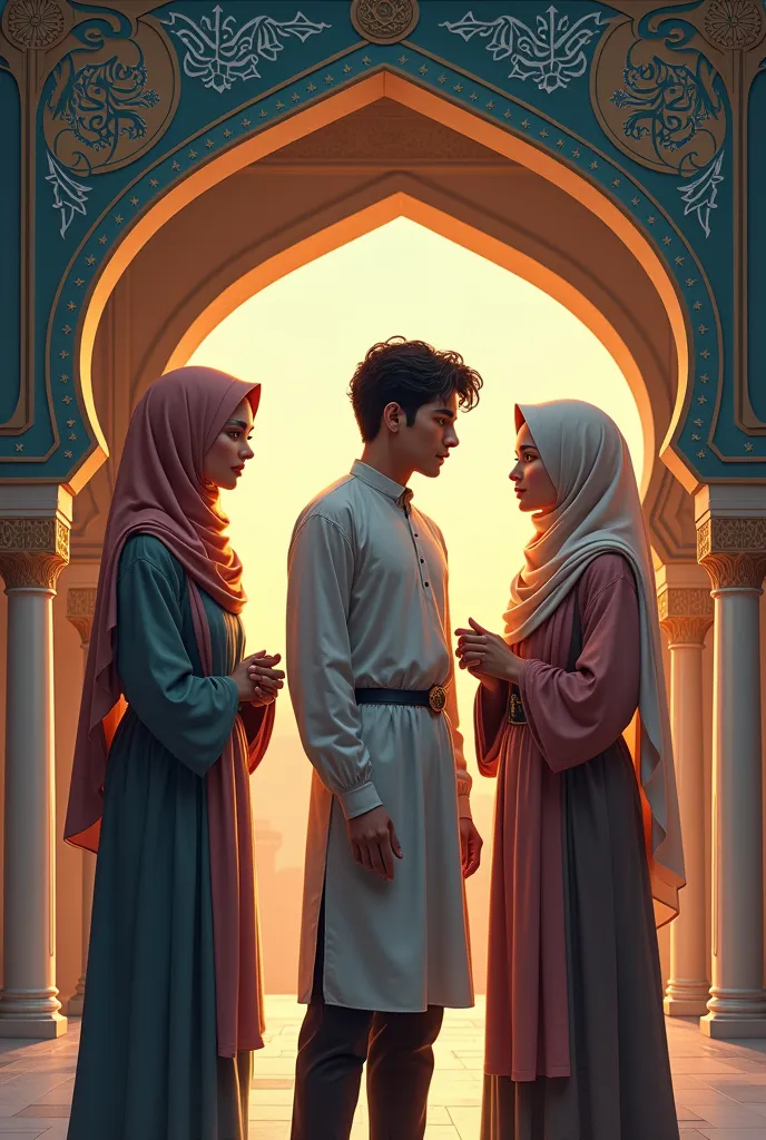  Cover novel titled Between Two Loves : Ustadz boy and two women sholehah 