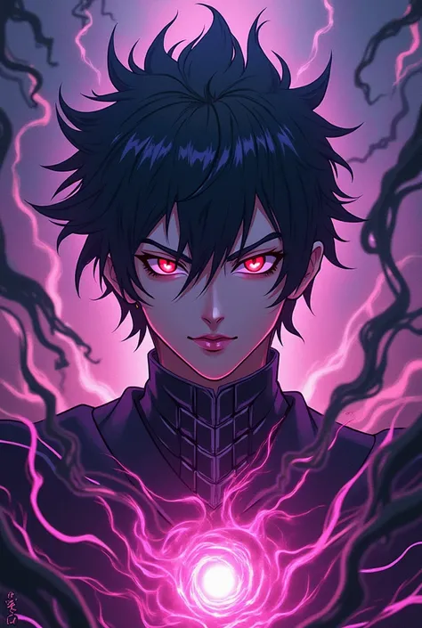 A character with void power ability make his face more  antagonist and handsome in anime style