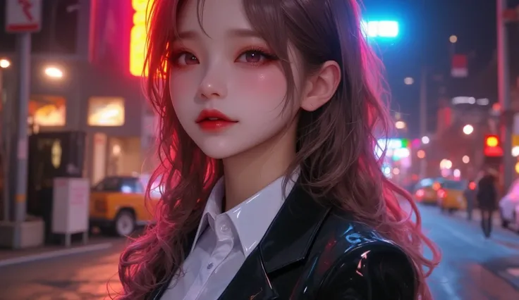 (masterpiece, Best picture quality, 8k), Idol appearance, adult,  perfection of fashion,  Korean makeup, Lip Tint, whole body, frontal, Seductive Smile,New York downtown ,  Finely drawn , Realistic, Outdoor,  ultra high definition, 3D image,  ultra high de...