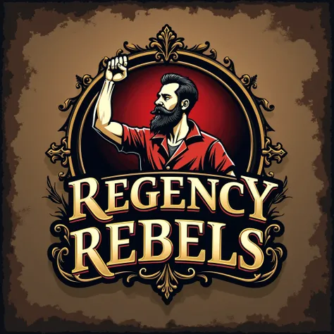 I want to create a cricket team logo with rebel symbol and the team name is REGENCY REBELS