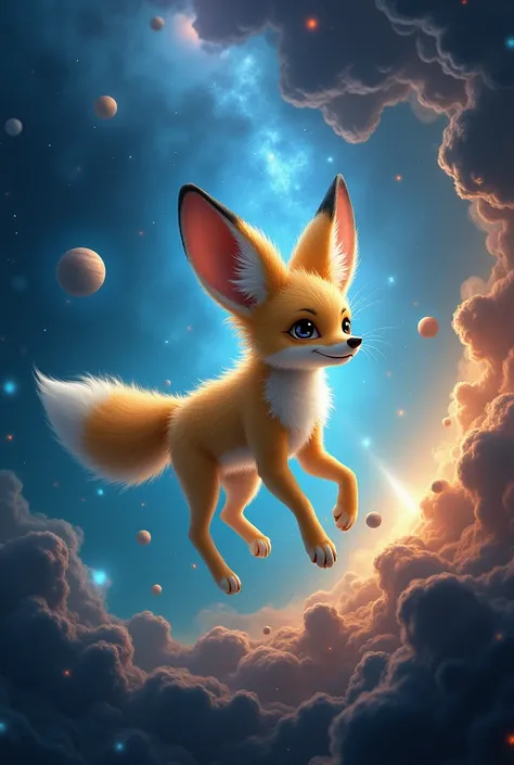 Fennec fox running through the galaxy