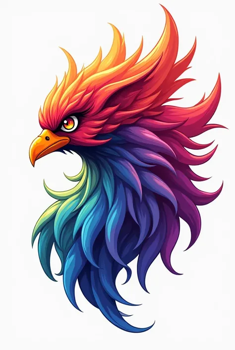 Create a logo with anime phoenix head inside full of colour 