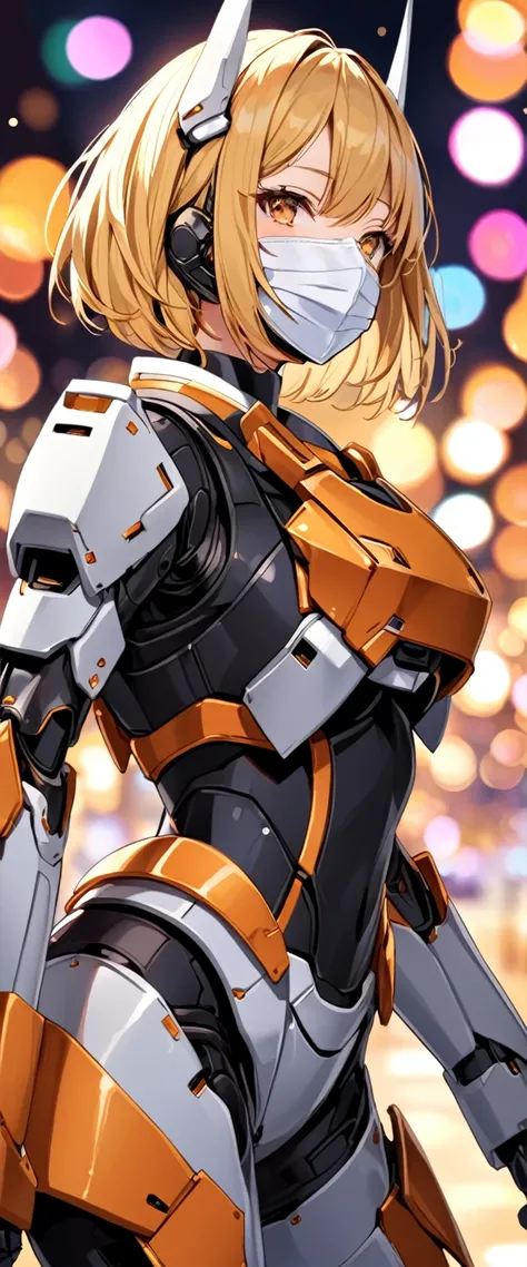 rompts
1girl, mecha suit, samurai face mask, menpo, upper body, underboob, portrait, white orange armor, blonde shimmering hair, 8K, RAW, best quality, masterpiece, ultra high res, colorful, (medium wide shot), (dynamic perspective), sharp focus , (depth o...