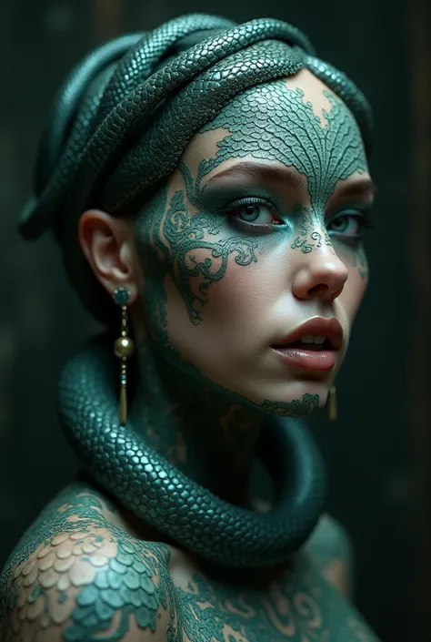 A beautiful girl, completely in snake makeup

 female in snake 