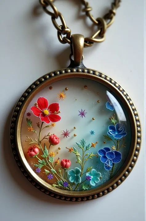 Resin art works crafts keytags picture in the round circle frame