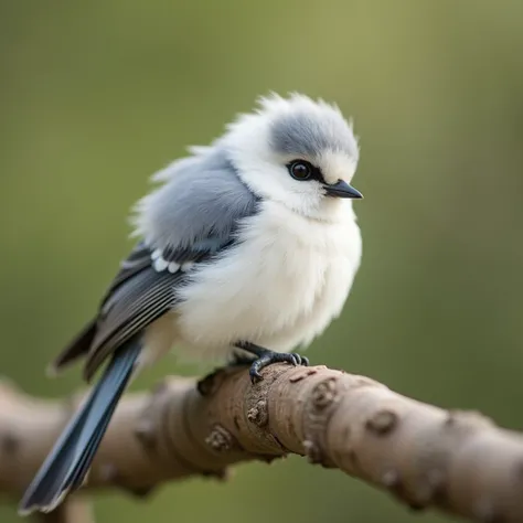 Long-tailed Tit, white, Fluffy, Fluffy, cute, とてもcute, Perched on a branch