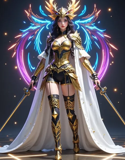 (Vision:1.9)，(Extra LongShot:1.9), masterpiece， Top Quality ，(Cool colors:1.2)，Luminescence，火焰Luminescence，金属Luminescence， best quality ， Official Art ，( beautiful and aesthetic :1.2)，(1girl)，(Full body shot:1.9)，(from head to foot:1.9)，(Fractal Art:1.3)， ...