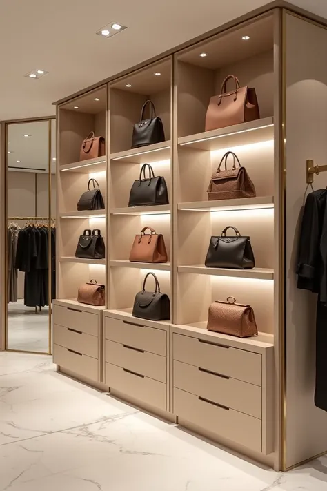 I want to design a wardrobe for womens bags in a sales shop