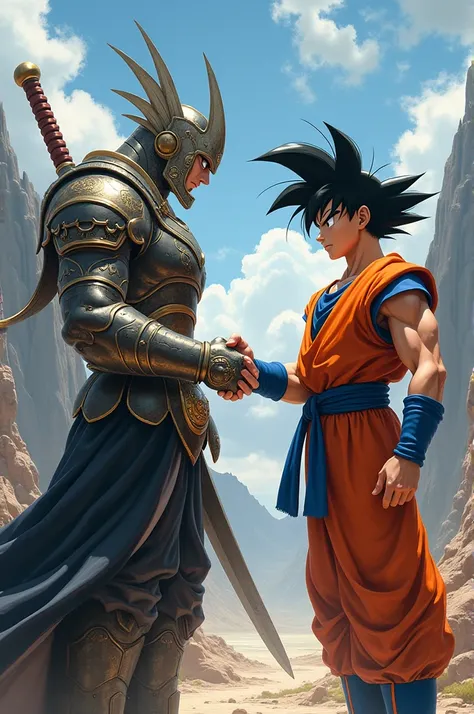 Cretus and Goku shake hands