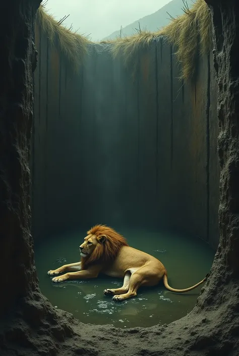 The lion dies in deep well