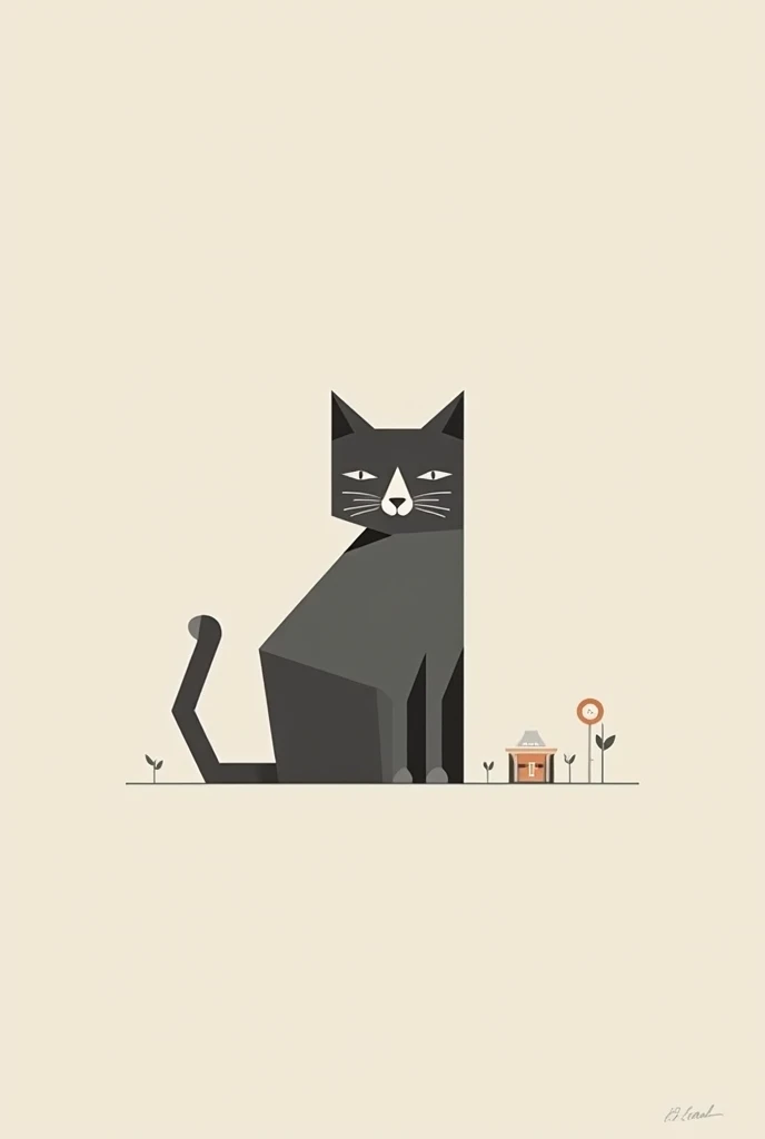 A minimalist geometric illustration of a cat