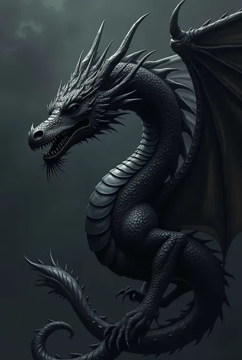 illustration of a typographic black dragon with the letter Q