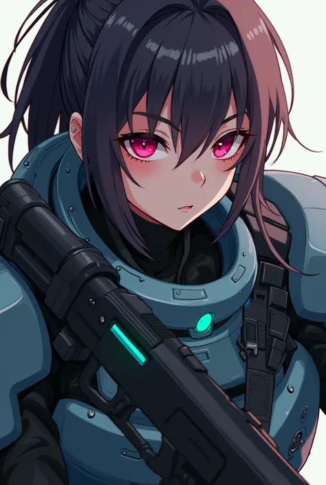  close-up of a man with a gun and a gun, Cyberpunk Art by Ian Jay,  trend on pixiv , neoism ,  anime action girl ,  Cyberpunk anime girl  mech, from frontline girls , frontline girls  style,  in techno clothes and armor , cool anime 8k,  mechanized soldier...