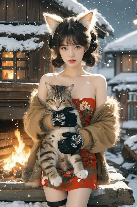 (((best quality))),(((super detailed))),(((masterpiece))),illustration,1 girl,detailed face,gloves,pantyhose,a cat