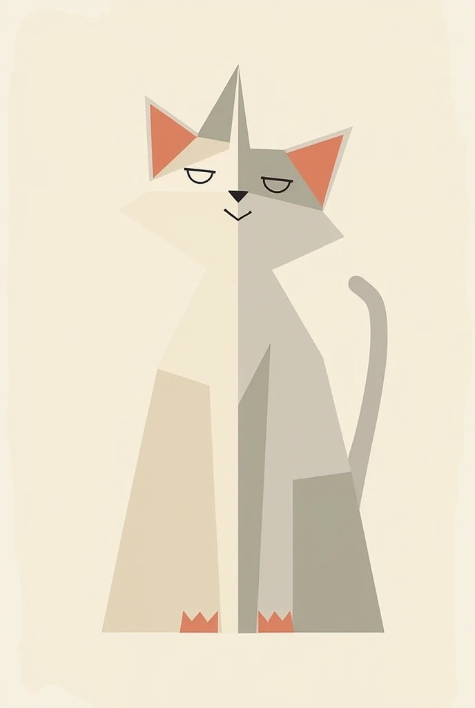 A minimalist geometric illustration of a cat