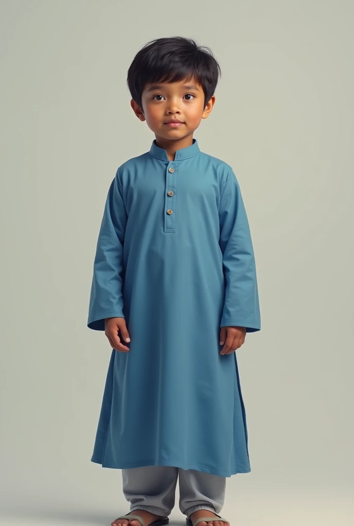 A brown  skined  boy with simple blue sherwani . 