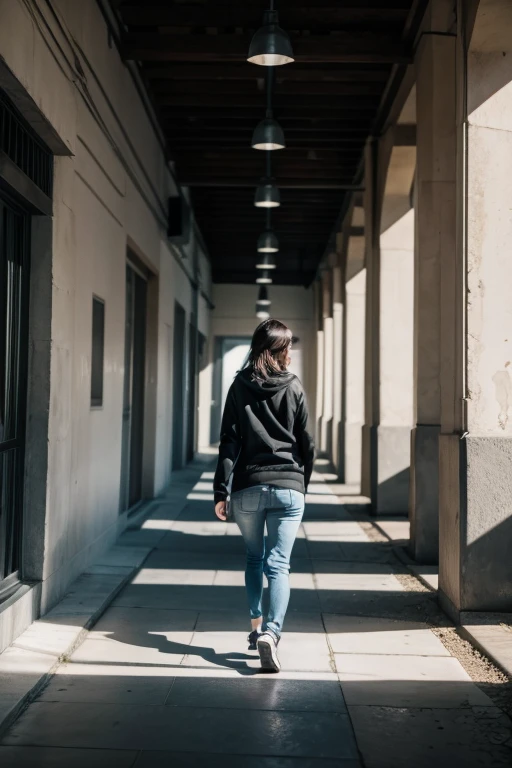 Female programmer walking forward